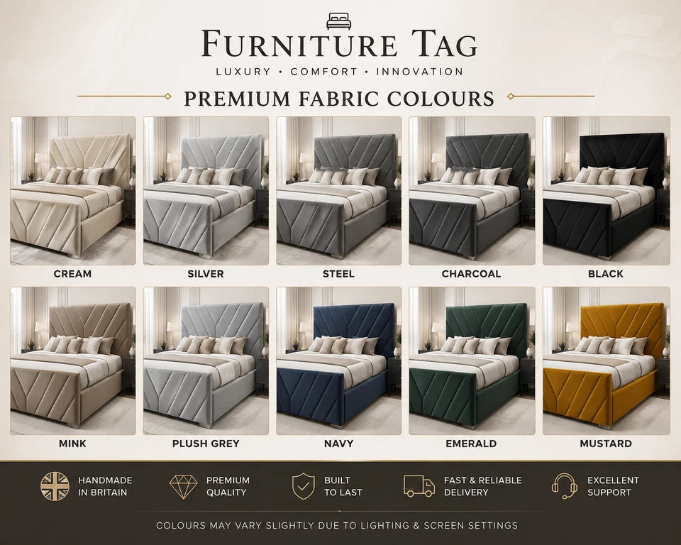 Furniture Tag Victoria V Lined Upholstered Bed Frame Double King Super King