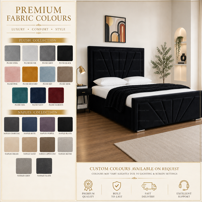 HORIZON Bumper Bed Frame - Fan-Stitched Upholstered - Double, King, S.King UK