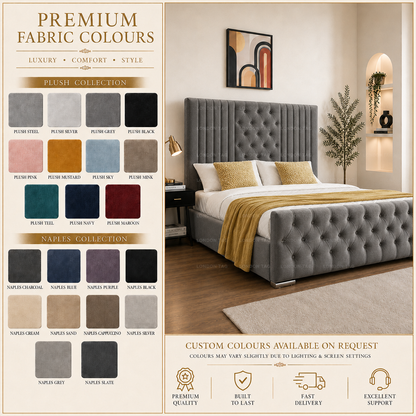 Luxury CHELSEA Tufted Bed Frame & Matching Bench - Double, King & Super King