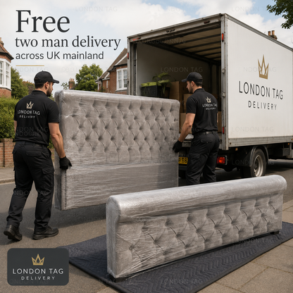 SLEIGH Upholstered Bed Frame - Deep Button Tufted - Double, King & S.King UK