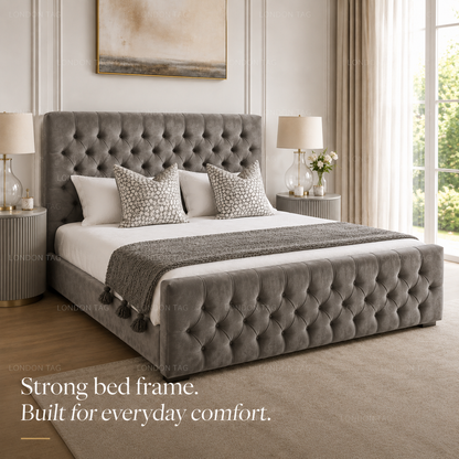KENDALL Deep-Tufted Upholstered Bed - Double, King & Super King Size UK