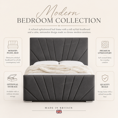 Luxury HORIZON Fan-Stitched Bed Frame - Double, King & Super King UK