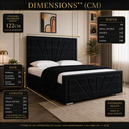 HORIZON Bumper Bed Frame - Fan-Stitched Upholstered - Double, King, S.King UK