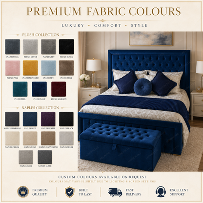 Luxury HILTON Tufted Bed Frame - Elegant Upholstered - Double, King & Super King