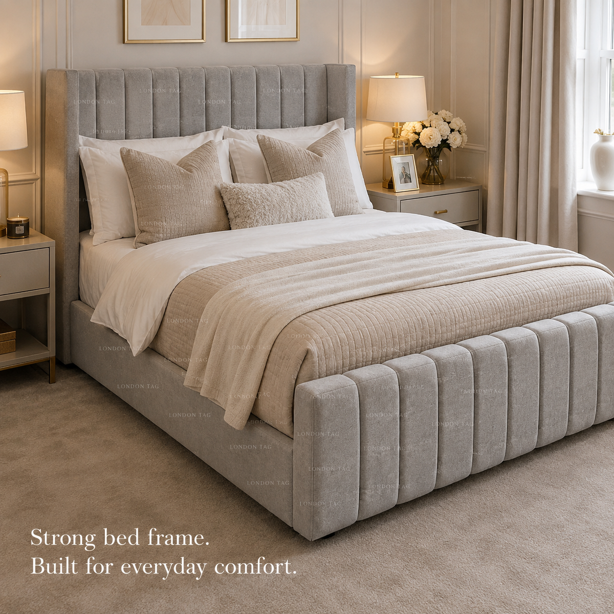 SELINE Modern Vertical Channel Bed - Available in Double, King & Super King