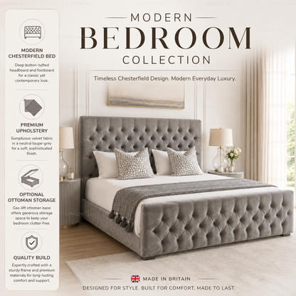 KENDALL Deep-Tufted Upholstered Bed - Double, King & Super King Size UK
