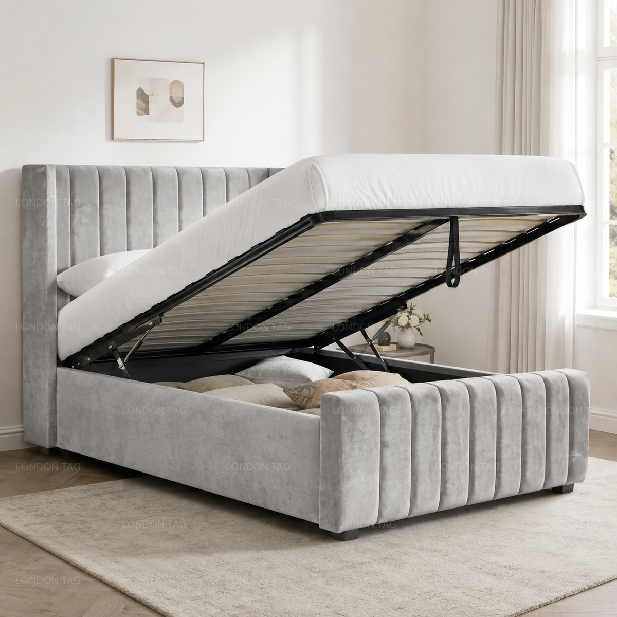 SELINE Modern Vertical Channel Bed - Available in Double, King & Super King