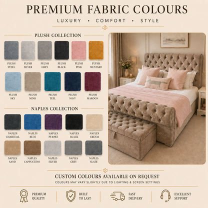 CHESTERFIELD Premium Upholstered Bed Frame - Choice of Sizes & Colors UK