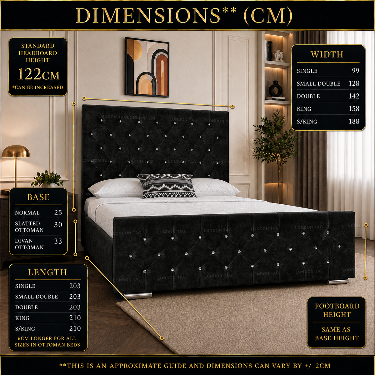 Ottoman Storage Bed Frame Plush Velvet Upholstered Panel Headboard All Sizes