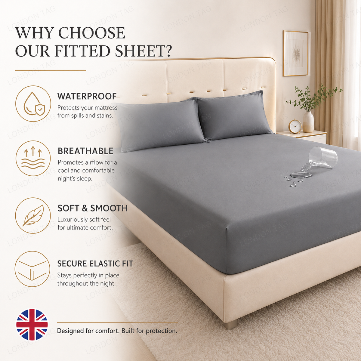 Waterproof Fitted Bed Sheet 360 Elastic Mattress Protector Single Double