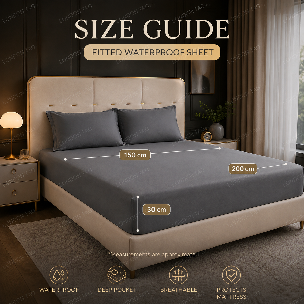 Waterproof Fitted Bed Sheet 360 Elastic Mattress Protector Single Double