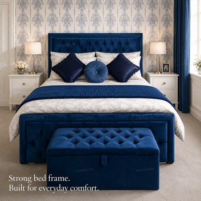 Luxury HILTON Tufted Bed Frame - Elegant Upholstered - Double, King & Super King
