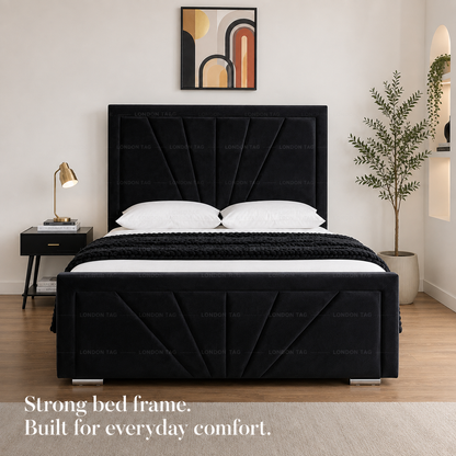 HORIZON Bumper Bed Frame - Fan-Stitched Upholstered - Double, King, S.King UK
