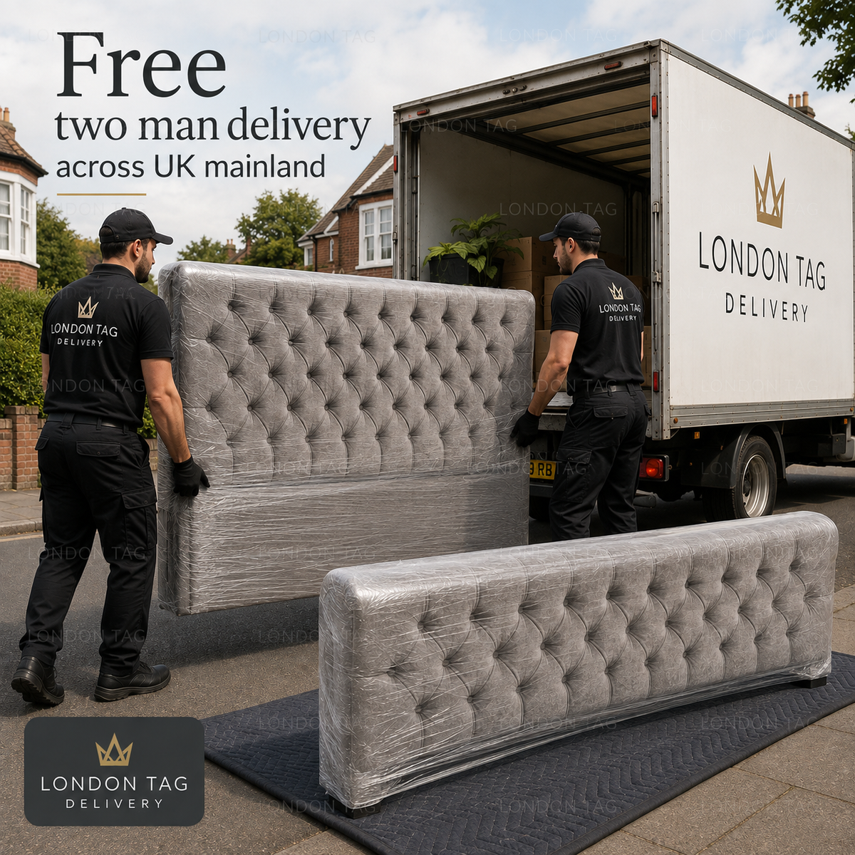 KENDALL Deep-Tufted Upholstered Bed - Double, King & Super King Size UK