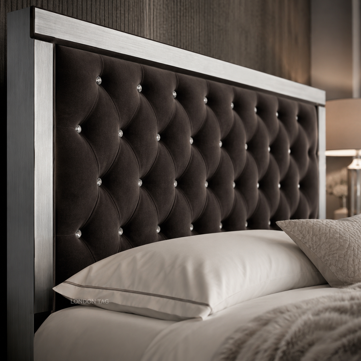 Luxury ROYALE Mirrored Bed Frame with Diamante Tufting - Double, King & Super
