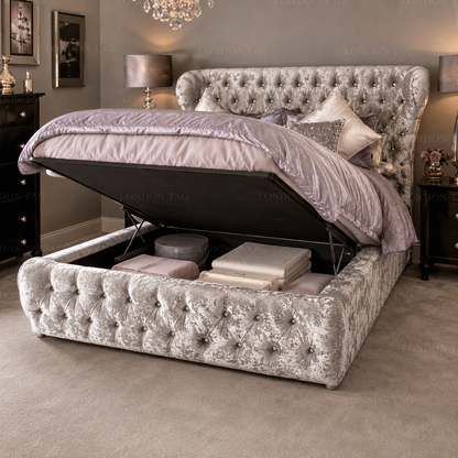 KENDALL Crystal Tufted Bed Frame - Upholstered - Double, King & Super King UK