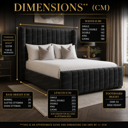 SELINE Modern Vertical Channel Bed - Available in Double, King & Super King