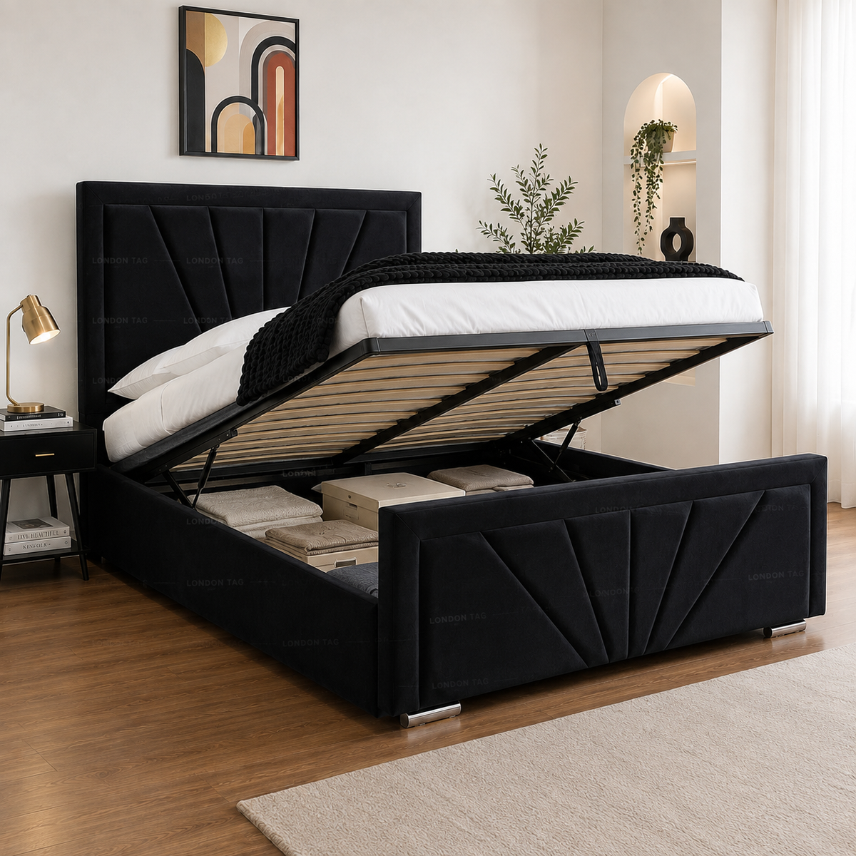 HORIZON Bumper Bed Frame - Fan-Stitched Upholstered - Double, King, S.King UK