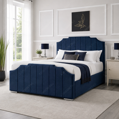 CROWN Upholstered Bed Frame - Vertical Panel Design - Double, King, S.King UK