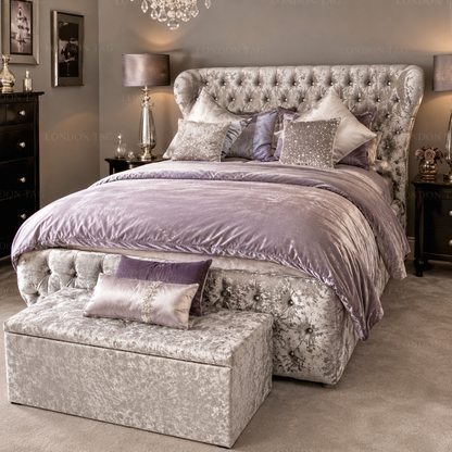 KENDALL Crystal Tufted Bed Frame - Upholstered - Double, King & Super King UK