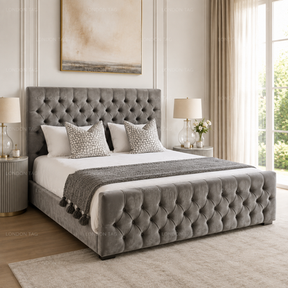 KENDALL Deep-Tufted Upholstered Bed - Double, King & Super King Size UK