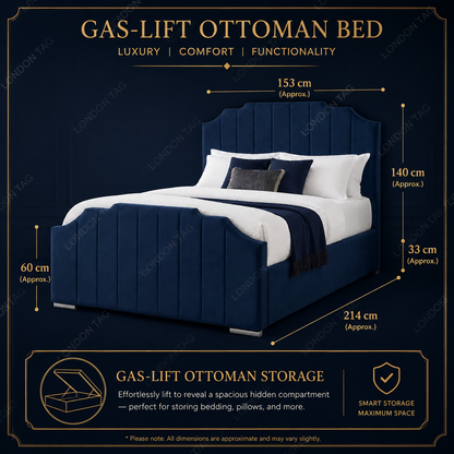 CROWN Upholstered Bed Frame - Vertical Panel Design - Double, King, S.King UK