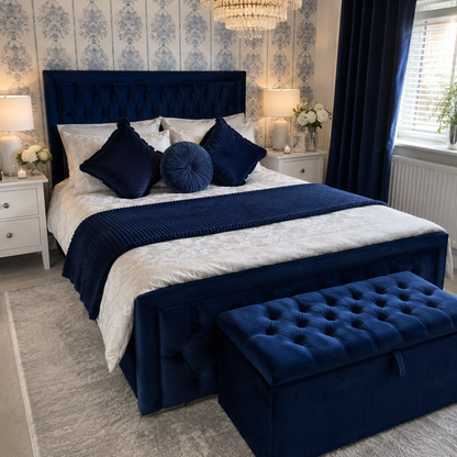 Luxury HILTON Tufted Bed Frame - Elegant Upholstered - Double, King & Super King