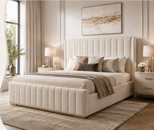 Brooklyn Upholstered Bed Frame with Vertical Line Detailing