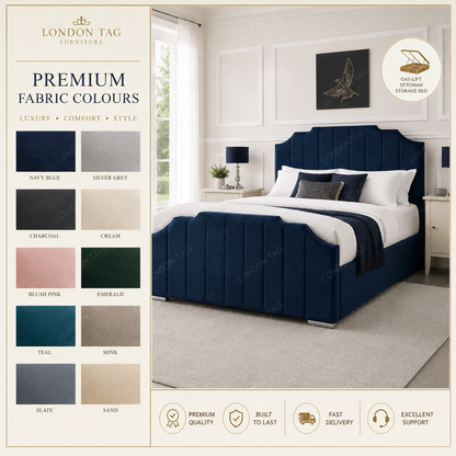 CROWN Upholstered Bed Frame - Vertical Panel Design - Double, King, S.King UK