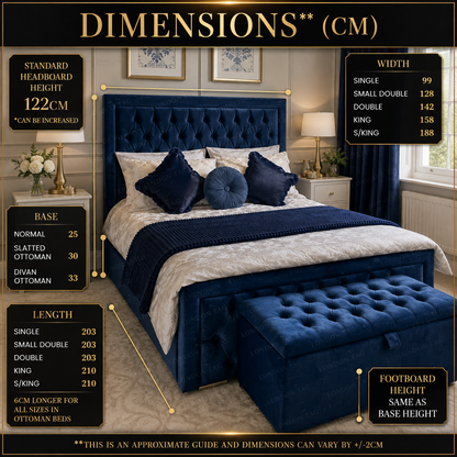 Luxury HILTON Tufted Bed Frame - Elegant Upholstered - Double, King & Super King