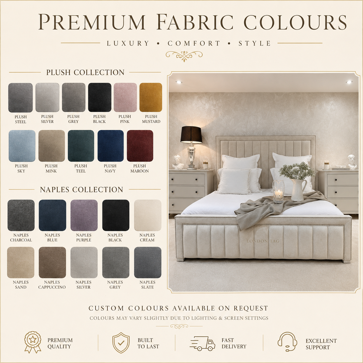 Luxury Louis Upholstered Bed Frame - Available in Double, King & Super King Size
