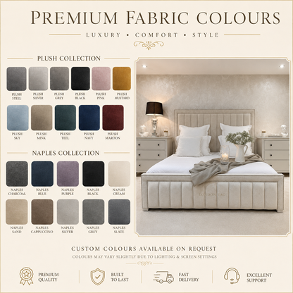 Luxury Louis Upholstered Bed Frame - Available in Double, King & Super King Size