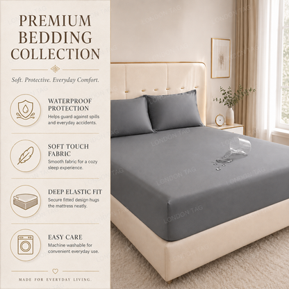 Waterproof Fitted Bed Sheet 360 Elastic Mattress Protector Single Double