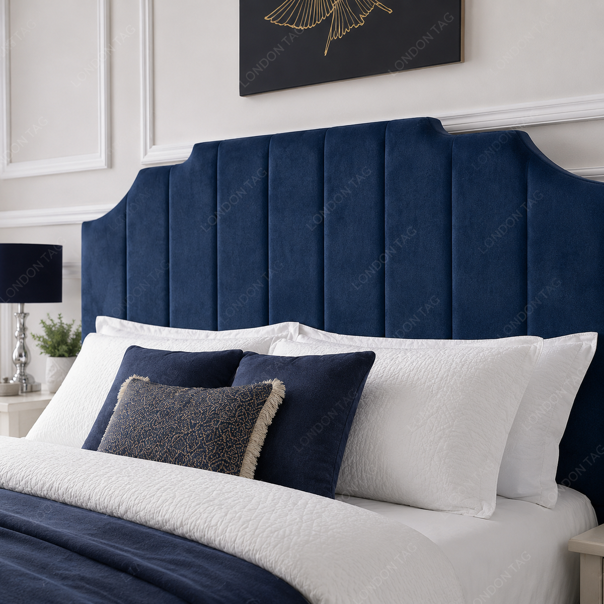 CROWN Upholstered Bed Frame - Vertical Panel Design - Double, King, S.King UK