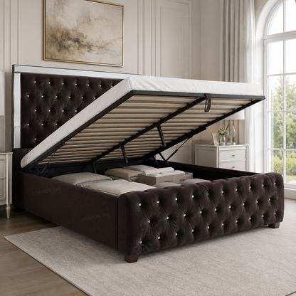 Luxury ROYALE Mirrored Bed Frame with Diamante Tufting - Double, King & Super