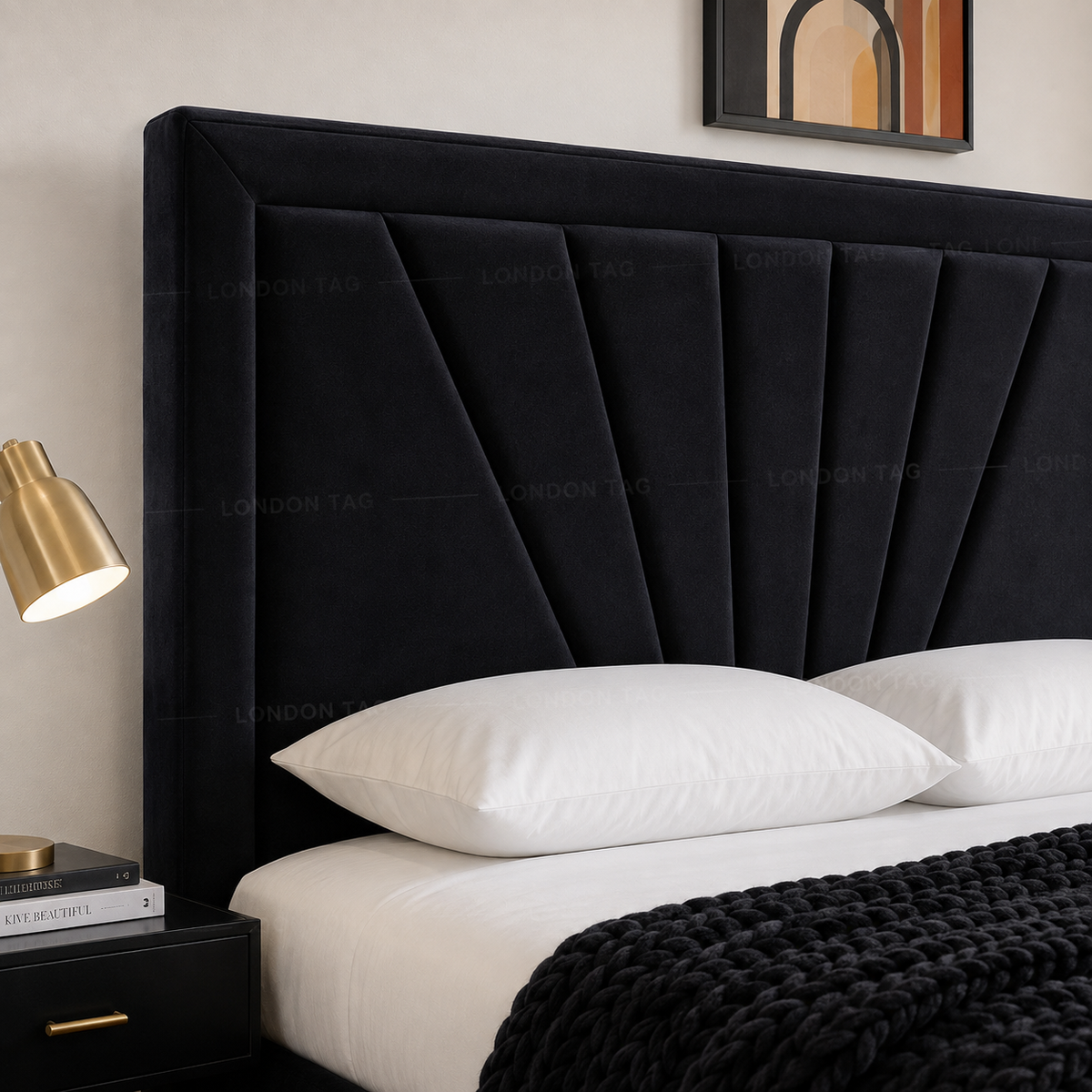 HORIZON Bumper Bed Frame - Fan-Stitched Upholstered - Double, King, S.King UK