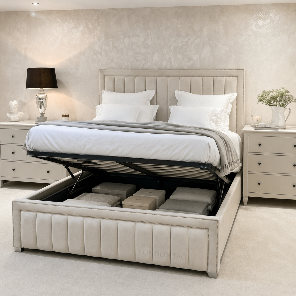 Luxury Louis Upholstered Bed Frame - Available in Double, King & Super King Size