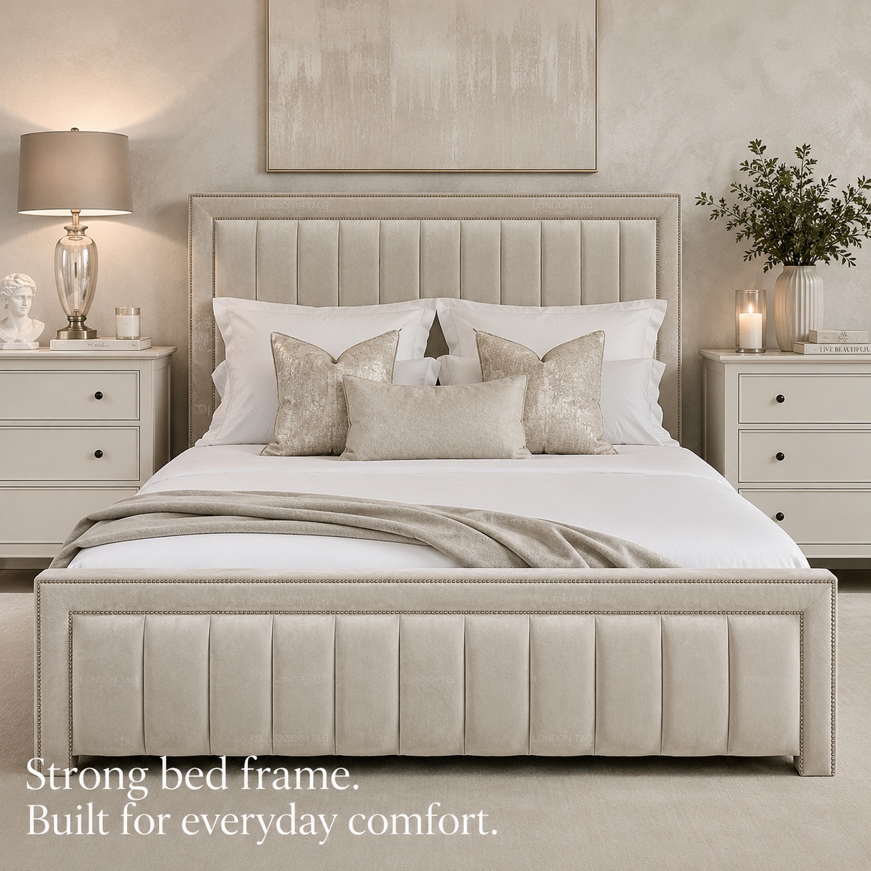 Luxury Louis Upholstered Bed Frame - Available in Double, King & Super King Size