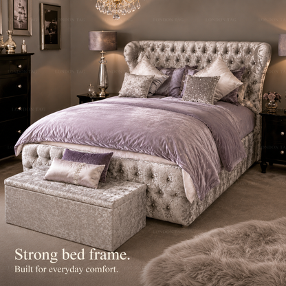 KENDALL Crystal Tufted Bed Frame - Upholstered - Double, King & Super King UK