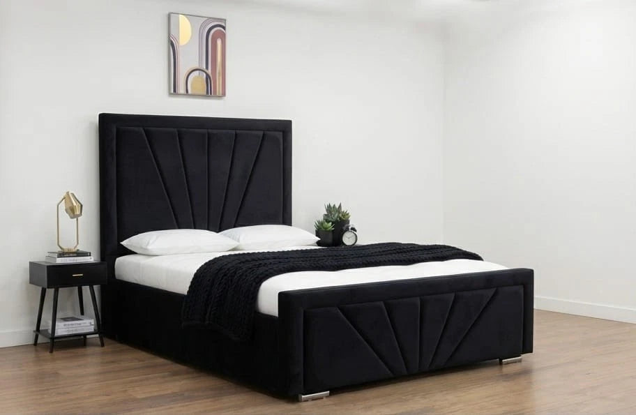 HORIZON Bumper Bed Frame - Fan-Stitched Upholstered - Double, King, S.King UK