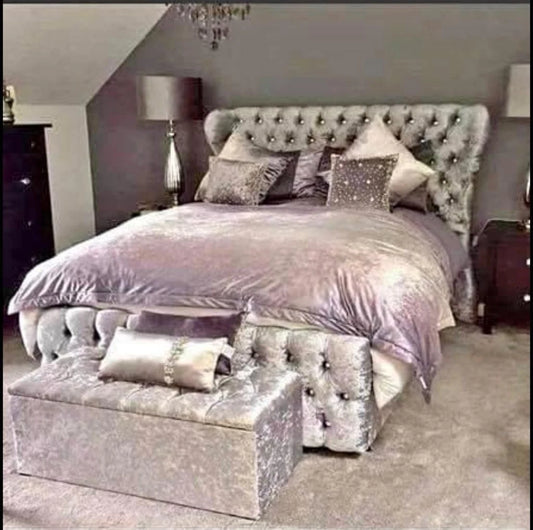 KENDALL Crystal Tufted Bed Frame - Upholstered - Double, King & Super King UK