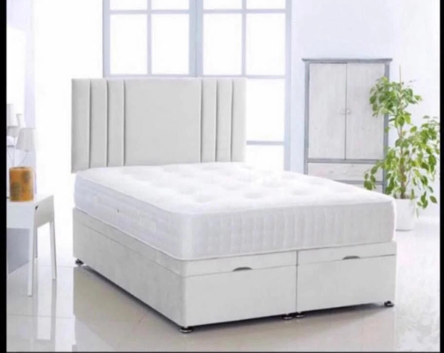 MODERN STORAGE DIVAN Bed - Vertical Panel Headboard - Double, King & Super King