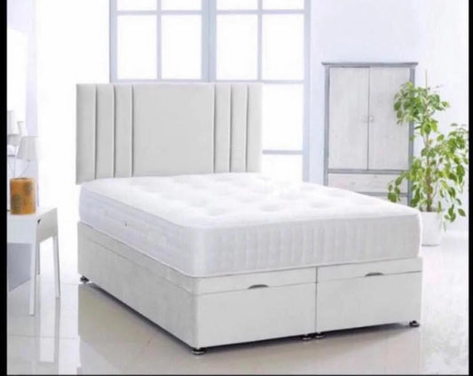 MODERN STORAGE DIVAN Bed - Vertical Panel Headboard - Double, King & Super King