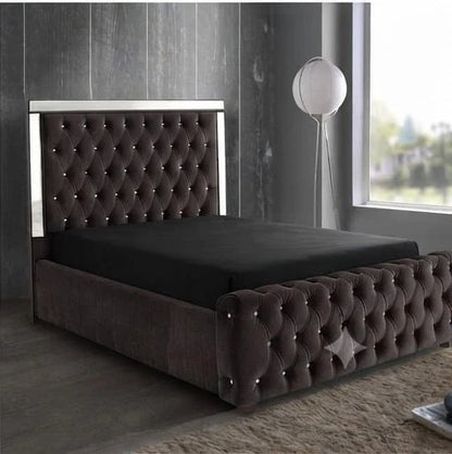 Luxury ROYALE Mirrored Bed Frame with Diamante Tufting - Double, King & Super
