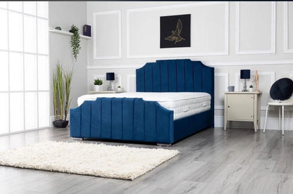 CROWN Upholstered Bed Frame - Vertical Panel Design - Double, King, S.King UK