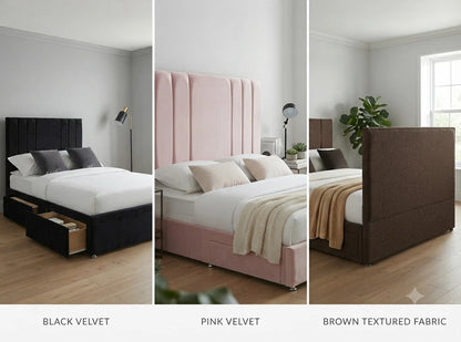 MODERN STORAGE DIVAN Bed - Vertical Panel Headboard - Double, King & Super King