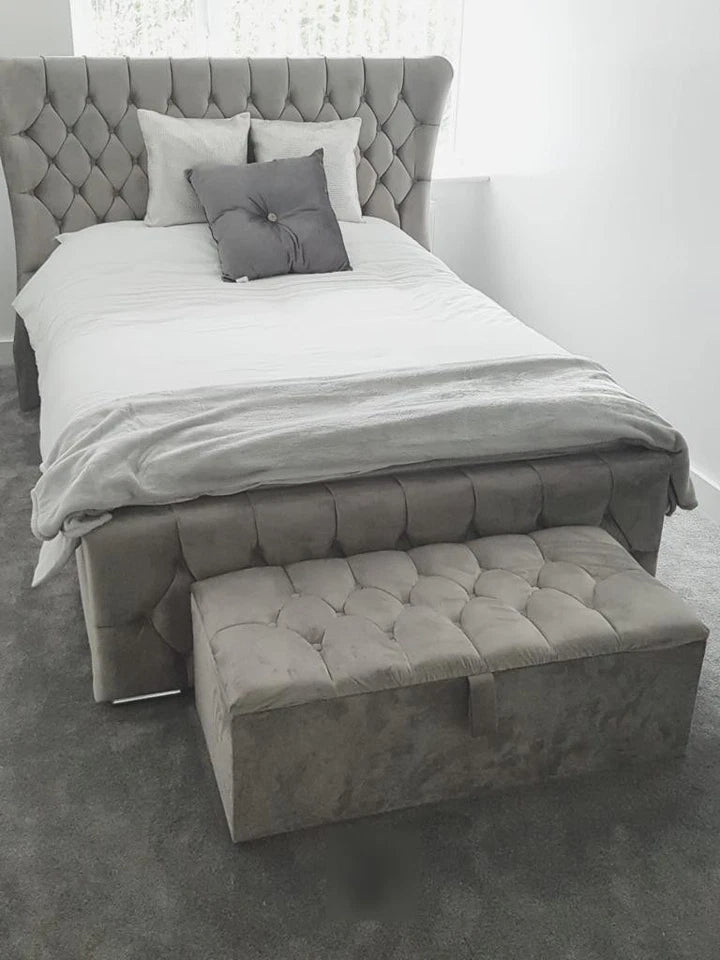 KENDALL Crystal Tufted Bed Frame - Upholstered - Double, King & Super King UK