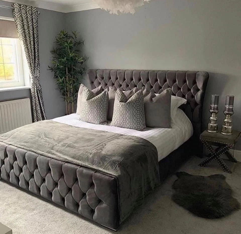 KENDALL Crystal Tufted Bed Frame - Upholstered - Double, King & Super King UK