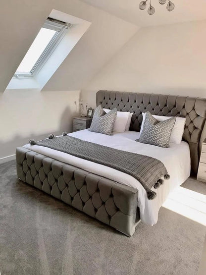 KENDALL Crystal Tufted Bed Frame - Upholstered - Double, King & Super King UK
