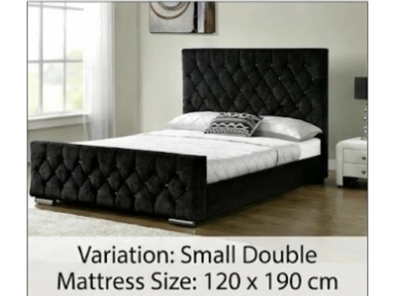Ottoman Storage Bed Frame Plush Velvet Upholstered Panel Headboard All Sizes